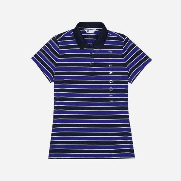 Fila Golf Striped S/S Women's Polo Shirts - Navy,NZ 705-52831